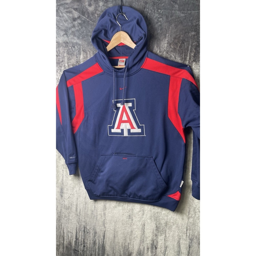 Vintage University of Arizona Wildcats Hoodie Mens‎ Large Blue Nike Center Check